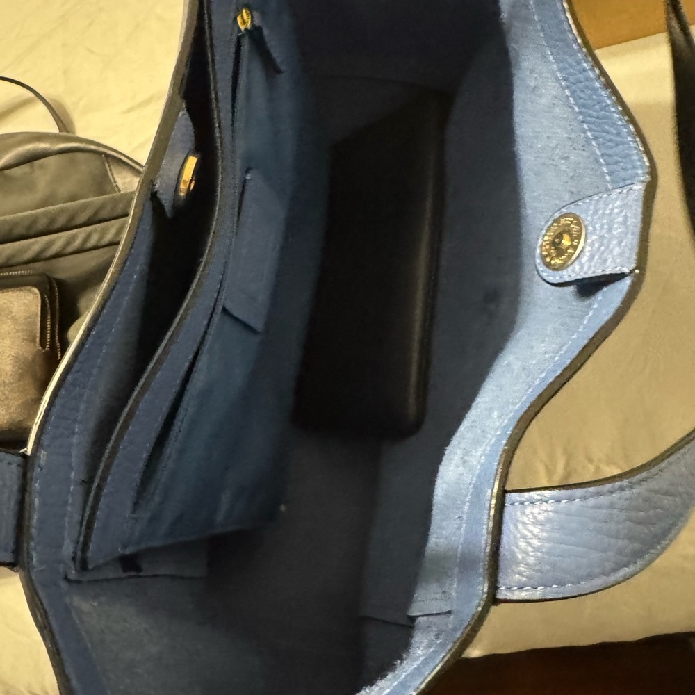 Coach Dark Blue Leather Tote - Picture 2 of 4